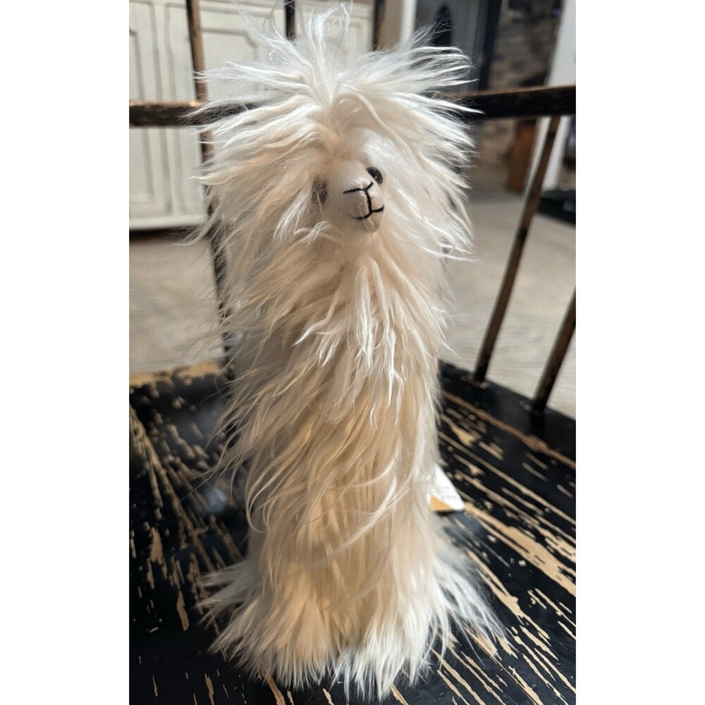 Stuffed White Baby Alpaca Toy Animal (Silky White Fur)